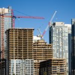 pre-construction and building of tower condos in a skyline