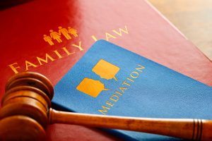 Gavel, family law booklet, mediation book